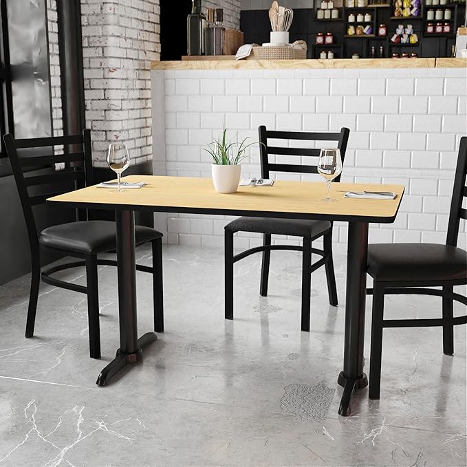 Flash Furniture 30'' x 48'' Rectangular Natural Laminate Table Top with 5'' x 22'' Table Height Bases