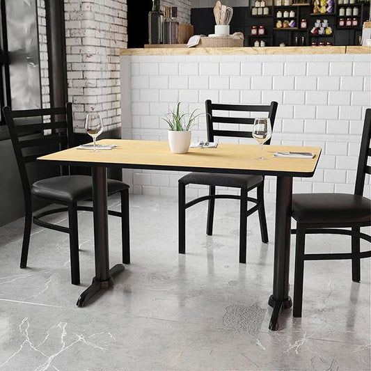 Flash Furniture 30'' x 48'' Rectangular Natural Laminate Table Top with 5'' x 22'' Table Height Bases