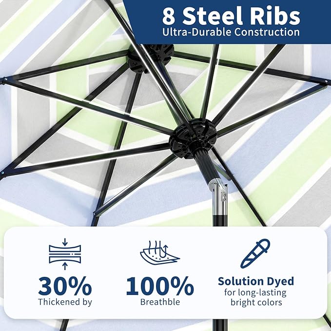 Garvee 9FT Patio Umbrella - Outdoor Table Umbrella with Crank Lift & Push Button Tilt - Market Umbrella 8 Sturdy Ribs UV Protection for Pool, Deck, Yard, Garden