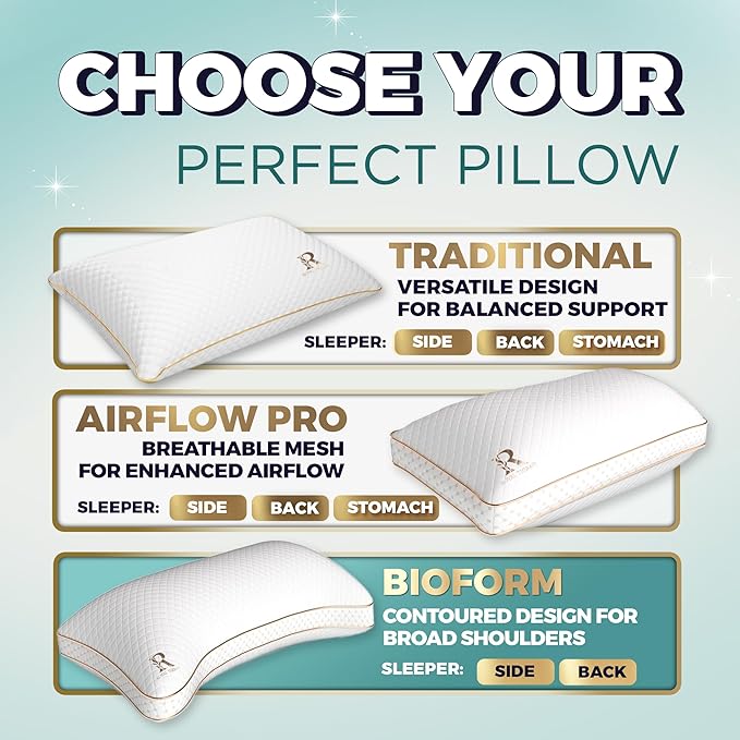 Royal Therapy King 2-Pack Memory Foam Pillow, Adjustable Shredded Odor-Free Cut-Out Bed Pillow for Neck & Shoulder Pain Relief, Breathable Support for Back, Stomach, Side Sleepers, BioForm