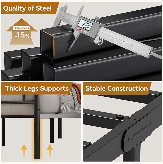BedsPick Full Size Metal Bed Frame with Headboard and Footboard, Platform Bed Frame with Premium Steel Slats Support/12.5'' Under Bed Storage Space/No Box Spring Needed/Noise Free/Easy Assembly/Black