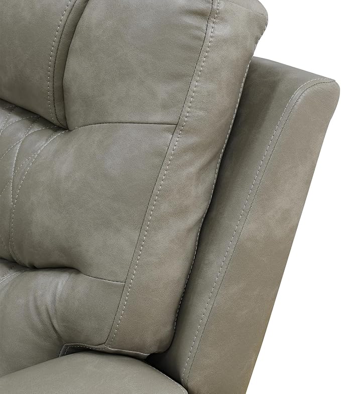 Power Reclining Sectional Sofa Set with LED Lights, Vegan Leather Grey Recliner Sectional Couch for Living Room Furniture Sets, USB Charging/Storage Console/Cup Holders,Grey