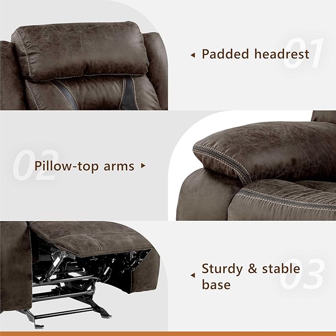 Homelegance Reclining Chair, Polished Microfiber Manual Glider Recliner, Dark Brown