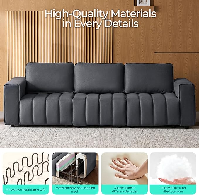 LINSY HOME Oversized Modular Sectional Sofa Chair, Deep Seat Upholstered Armchair with Anti Cat Stretch Fabric and Metal Frame, Modern Single Sofa for Living Room Bedroom Apartment Reading Room, Grey