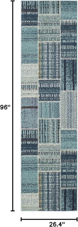 SAFAVIEH Monaco Collection Runner Rug - 2'2" x 8', Multi, Modern Patchwork Distressed Design, Non-Shedding & Easy Care, Ideal for High Traffic Areas in Living Room, Bedroom (MNC215F)