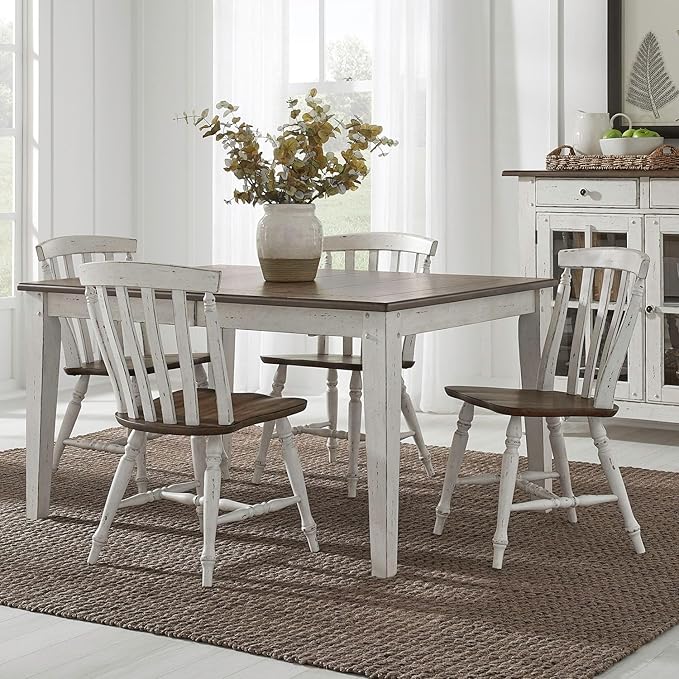 Liberty Furniture Al Fresco 5 Piece Rectangular Table Set with 4 Dining Chairs - Graphite & Whitestone