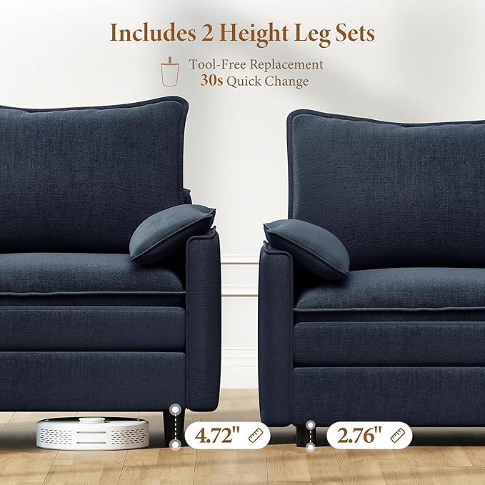 Vesgantti Large Modular Sectional Sofa, Big Comfy Cloud Couch with Ottoman Deep Seat Chenille Cloud Sofa, 9 Seater Large Sectional Couches for Living Room, Bedroom and Apartment, Blue | Sink-in Comfort, Solid Wood Frame, Extra-deep Ottoman, Easy Rearra...