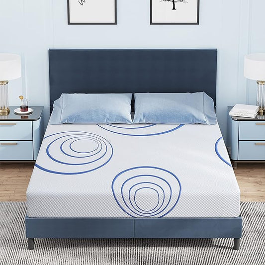 MLILY EGOHOME 8 Inch King Mattress, Charcoal Gel Cooling Memory Foam Mattress in a Box, Medium Fiberglass Free, CertiPUR-US Certified, Blue