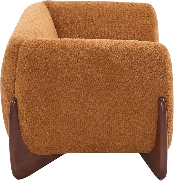 Christopher Knight Home Alma 63" Boucle Loveseat with Wood Legs, 2 Seater Sofa Couches for Living Room, Upholstered Couch Chair, Soft Seating Lounge Sofa Chair, Cozy Loveseat with Armrest, Caramel