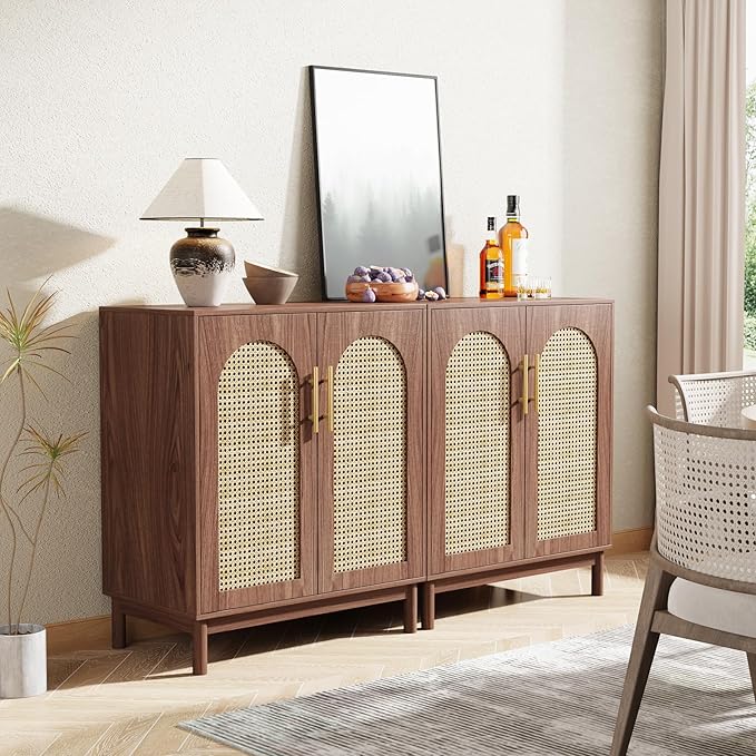 LITTLE TREE Modern Buffet Cabinet with Storage, 59 Inch Kitchen Sideboard Cabinet with 4 Doors, Coffee Bar Cabinet for Dining Room, Living Room | Modern, with Storage, 4 Doors