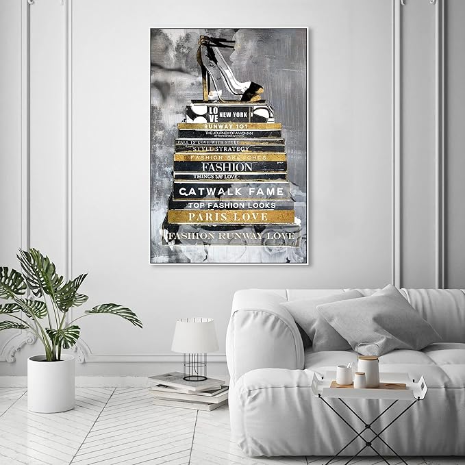 The Oliver Gal Artist Co. Fashion and Glam Wall Art Framed Canvas Prints 'Fashion Thoughts Noir Classic' Shoes