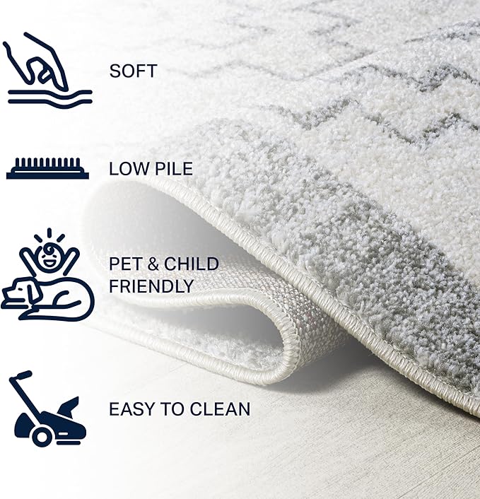 JONATHAN Y Amir Moroccan Beni Souk Cream/Gray Runner Rug, 2x10, Bohemian, Scandinavian, Easy-Cleaning for Living Room, Bedroom, Kitchen, Pet Friendly, Non-Shedding (MOH200B-210)