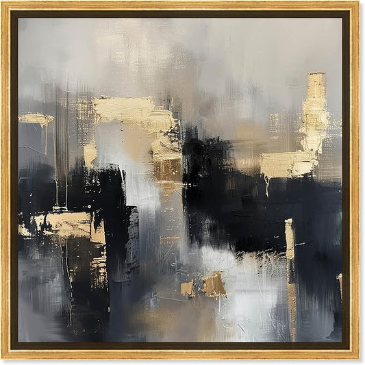 Art Remedy Daring Canvas Colorful Abstract Wall Art, Gold Frame, 20" x 20"