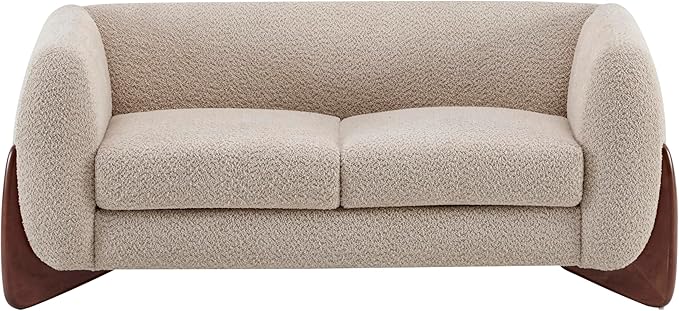 Christopher Knight Home Almad 2 Pieces Sofa Couch Set, Cozy 3-Seater Sofa and Loveseat for Living Room, Upholstered Couch Chair, Soft Seating Lounge Sofa with Wood Frame, Boucle Fabric, Almond