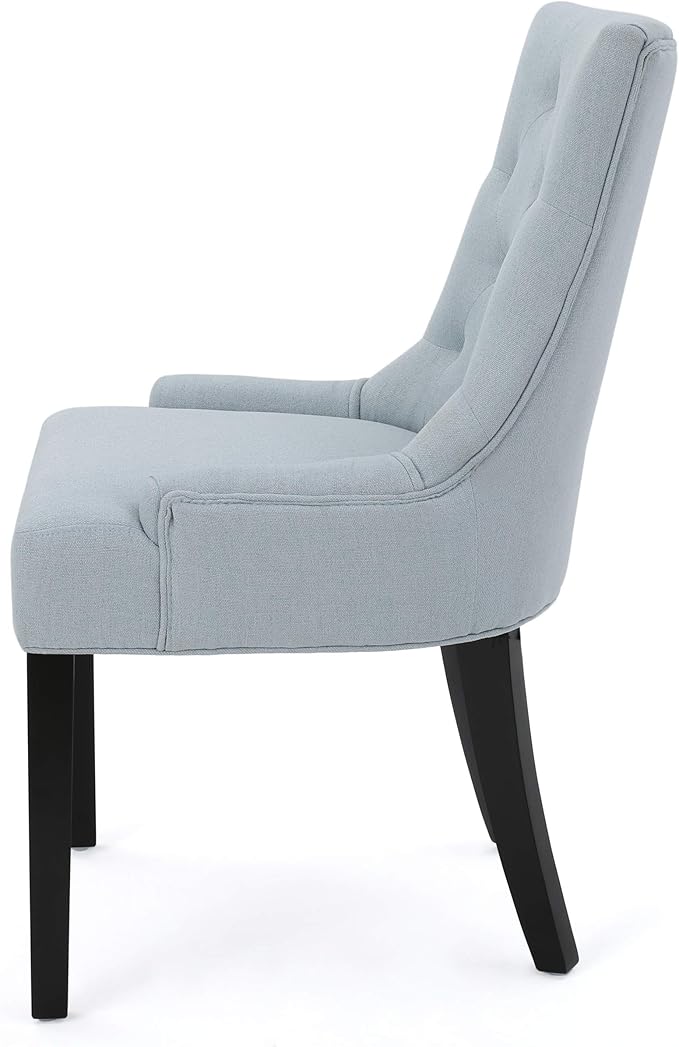 Christopher Knight Home Irene Contemporary Tufted Fabric Dining Chairs (Set of 4), Light Sky and Espresso