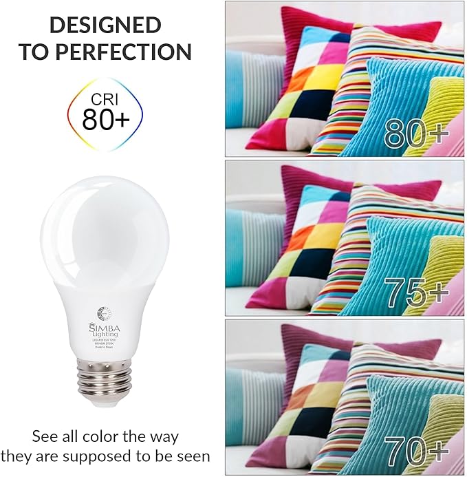 Simba Lighting LED Outdoor Light Bulbs with Photocell Sensor Dusk to Dawn Smart Auto On and Off (2 Pack) A19 6W 40W Replacement for Porch, Night Light, Garage Door, E26 Medium Base, 2700K Warm White