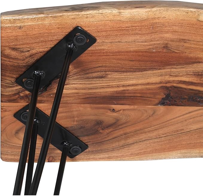 Alaterre Furniture Live Edge Wood Bench with Hairpin Metal Legs - Industrial Modern Entryway Bench with Minimalist Design - Furniture for Entryway, Dining Room, Kitchen, or Bedroom (36 Inch)