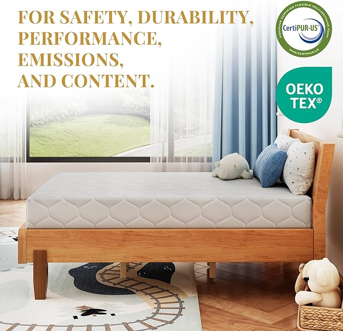 6 Inch Twin Size Memory Foam Mattress in a Box for Kids, Relieve Pressure with Medium Firm Support, Fiberglass Free, CertiPUR-US Certified