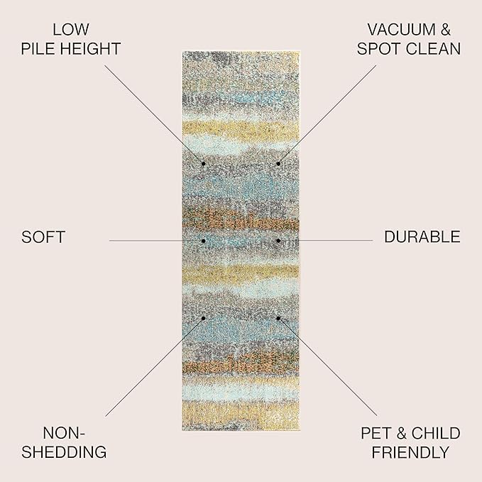 JONATHAN Y Modern Abstract Vintage Cream/Yellow Runner Rug, 2x8, Contemporary POP, Transitional, Easy-Cleaning for Living Room, Bedroom, Kitchen, Pet Friendly, Non-Shedding (CTP105A-28)