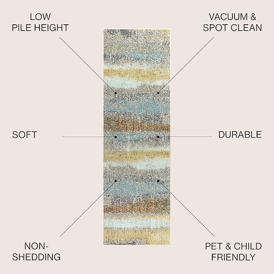 JONATHAN Y Modern Abstract Vintage Cream/Yellow Runner Rug, 2x8, Contemporary POP, Transitional, Easy-Cleaning for Living Room, Bedroom, Kitchen, Pet Friendly, Non-Shedding (CTP105A-28)