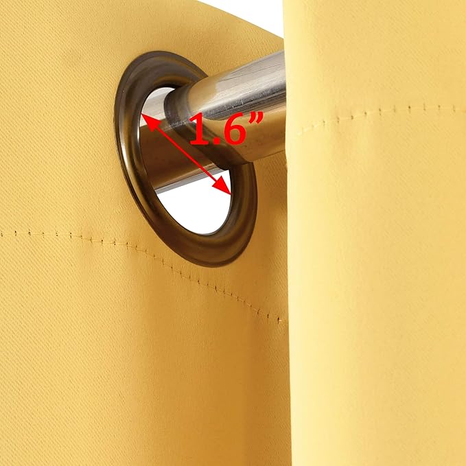 Lush Decor Insulated Grommet Blackout Window Curtain Panels, Pair, 52" W x 108" L, Yellow - Classic Modern Design - Chic Window Decor - Long Curtains For Living Room, Bedroom, Or Dining Room