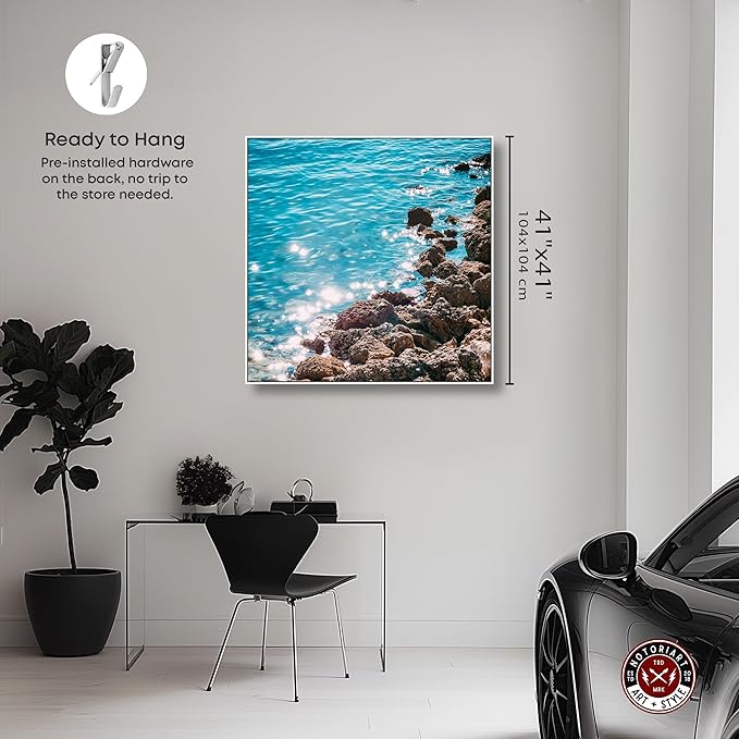 Italian Summer Landscape Photography Canvas Wall Art by Notoriart, White Floater Frame, 40"x40"