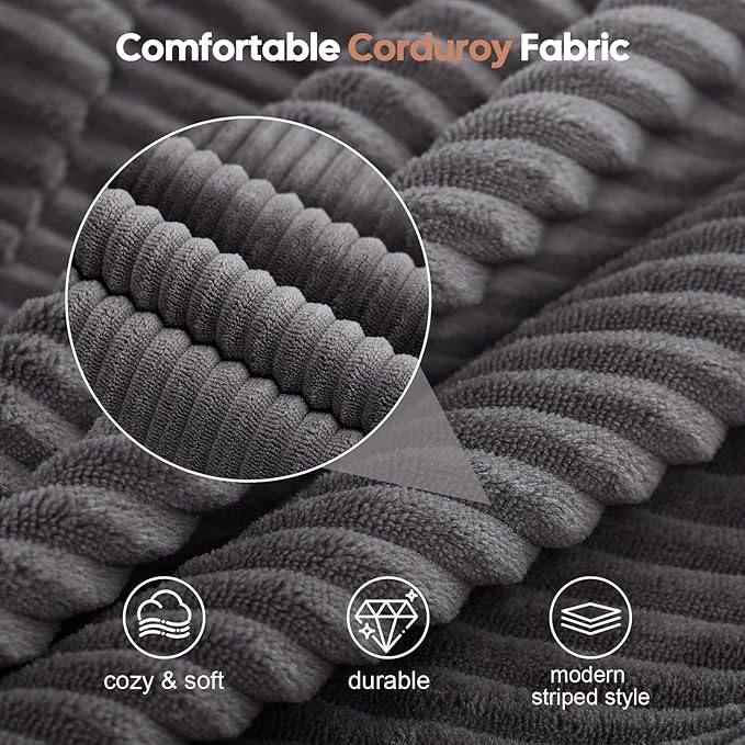 COMAX Folding Sofa Bed, Foldable Couch for Bedroom, Convertible Floor Sleeper Futon Chair Foam, Corduroy 3 in 1 Fold Out Chair Portable Comfy Lounge Couch Sofa Bed for Small Space, Full, Grey