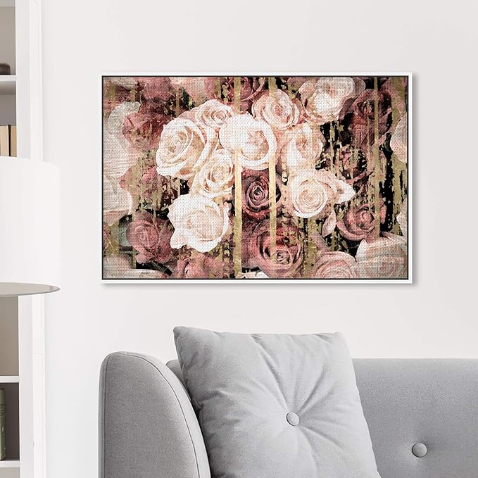 The Oliver Gal Artist Co. Floral and Botanical Framed Wall Art Canvas Prints 'Shabby Chic Romance' Florals