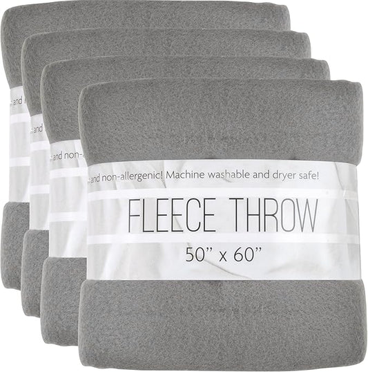 Trail maker (24 Pack) Wholesale Bulk Fleece 50x60 Throw Blankets for Wedding Favors, Homeless Women, Men in Assorted Colors, 160 GSM
