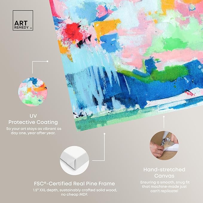 Art Remedy Peaceful Haven Canvas Bright Colorful Abstract Wall Art, Gallery Wrapped, 24" x 20"