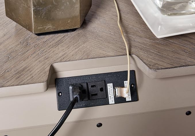 Signature Design by Ashley Blairhurst 3 Drawer Nightstand with USB Charging, 28.75" Tall, Light Grayish Brown