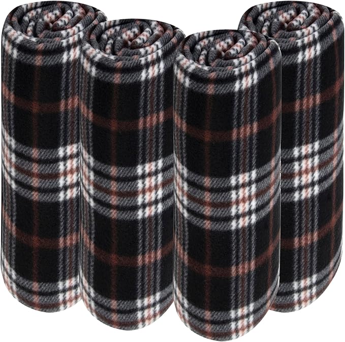 Trail maker 24 Pack Bulk Plaid Sherpa Fleece Throw Blankets 50 x 60 for Wedding Guests, Homeless, Pets | Plaid Fleece Throw Blankets Bulk
