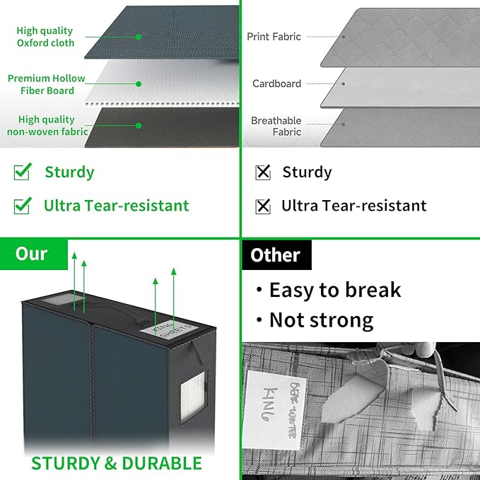 Aokeyee Bed Sheet Organizers and Storage - 6 Pack (Queen or King Size),Foldable Storage Box for Duvet Cover Set, Linen Closet Organizer for Bedding Clothes Blankets, Grey