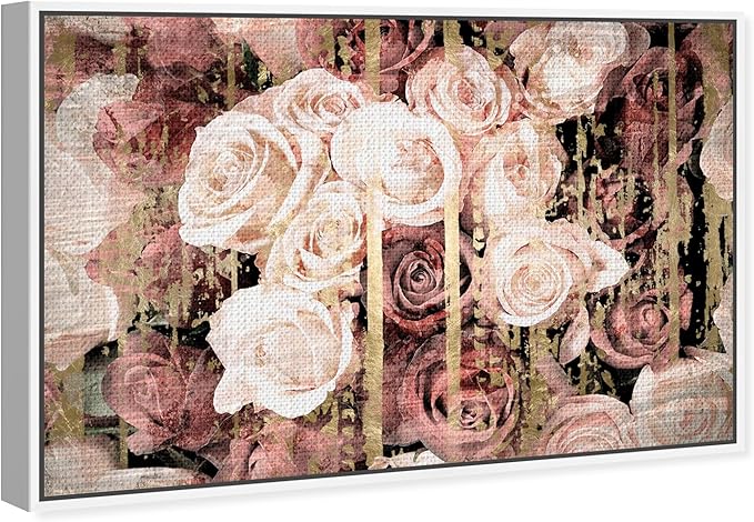 The Oliver Gal Artist Co. Floral and Botanical Framed Wall Art Canvas Prints 'Shabby Chic Romance' Florals