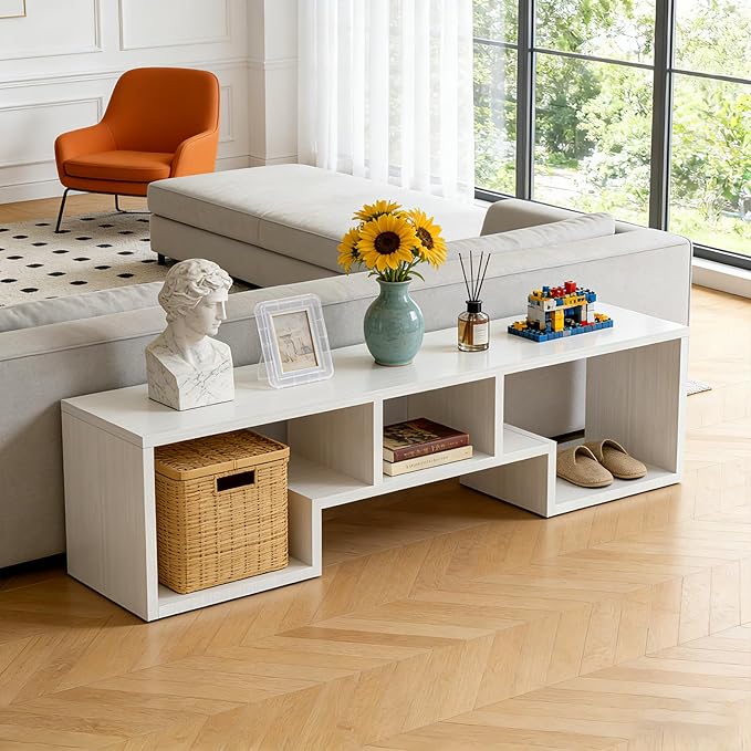 Lightdot TV Stand for TVs up to 55'', Modern Entertainment Center with Open Storage Shelf Large capacity for collection, Media Table TV Console for Living Room/Bedroom/Sofa Cabinet,Easy Assembly-White