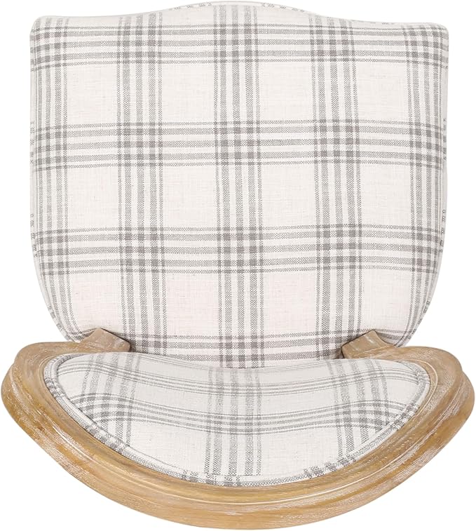 Phinnaeus Dining Chairs - Wood - Gray Plaid/Light Beige (Set of 2)