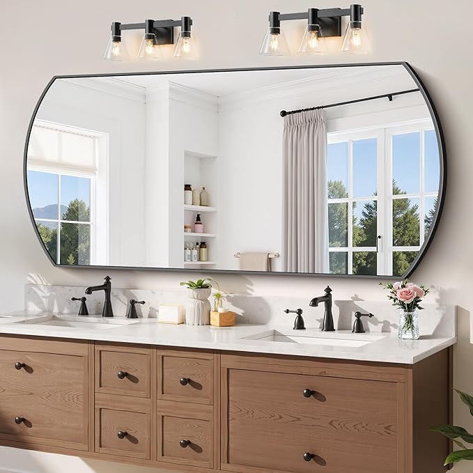 Bathroom Mirror, 30x60 Inch Black Oval Large Wall Mounted Mirror with Thin Metal Frame, Modern Bathroom Vanity Mirrors for Over Sink, Entryway, Living Room, Bedroom