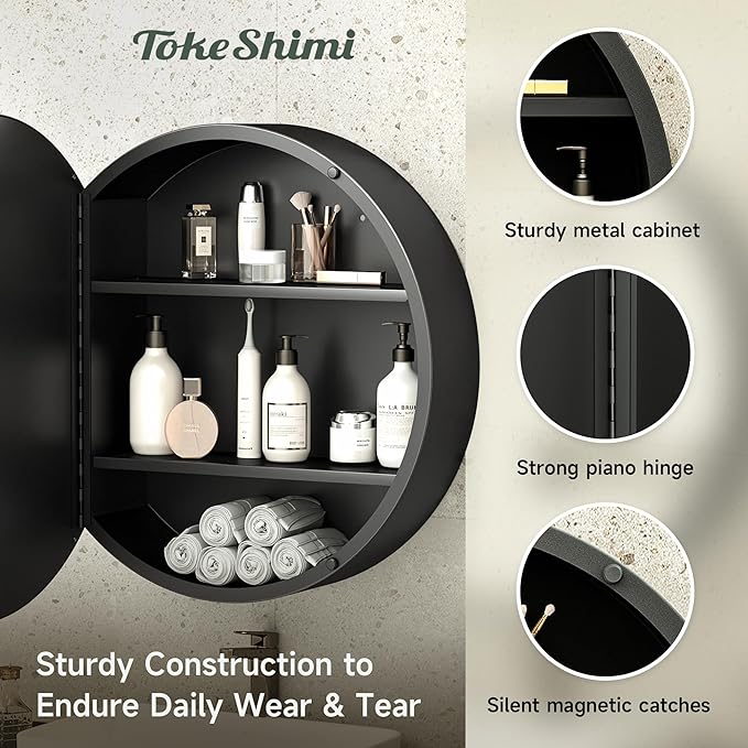 TokeShimi 26.1 Round Medicine Cabinet for Bathroom