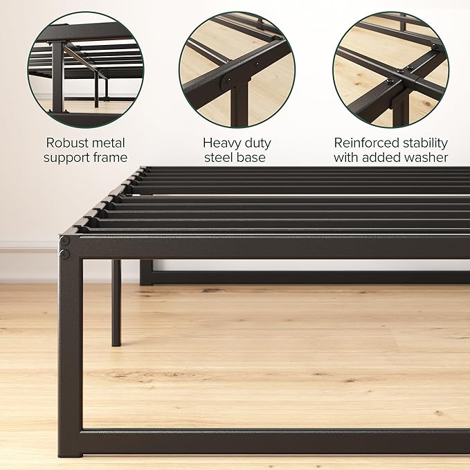 Zinus ABEL 14 Inch Platform Bed Frame, Steel Slat Support, Easy Assembly, No Box Spring Needed, Eco Friendly WonderBox(TM) Packaging, Black, Full
