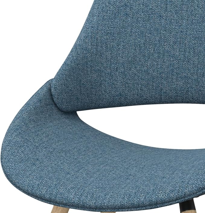 SIMPLIHOME Malden Dining Chair in Denim Blue Linen Look Fabric, 22.8 x 20.9 x 30.9 inches, Bentwood Design with Light Wood Legs for Dining Room