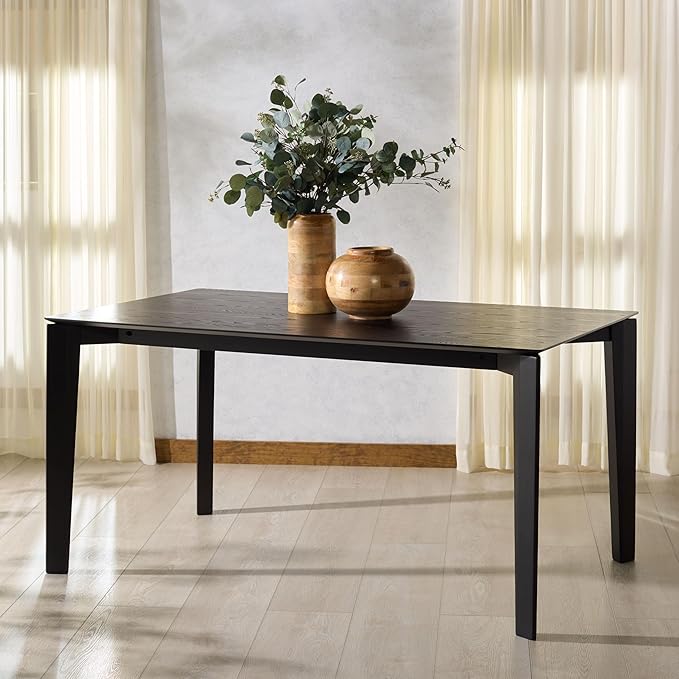 SAFAVIEH Couture Collection - Alyssamarie Black Rectangle Wood Dining Table, Modern Tapered Leg Design (SFV6715B)
