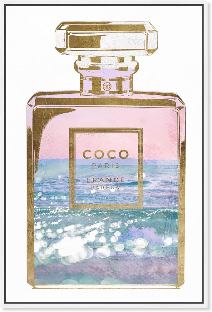 The Oliver Gal Artist Co. Fashion and Glam Wall Art Canvas Prints Blush Ocean Spray Perfume Home Décor, 10" x 15", White Floating Frame