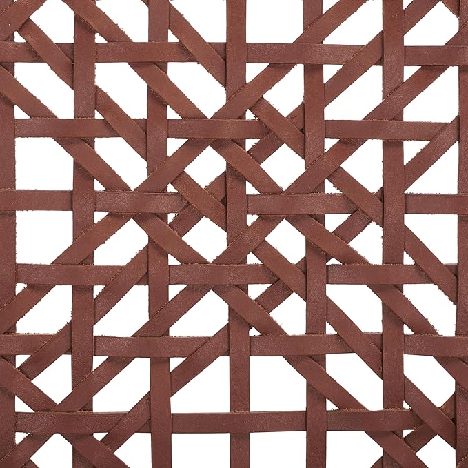 SAFAVIEH Home Collection Bandelier Natural Sungkai Solid Wood/Cognac Brown Leather Weave Accent Chair (Fully Assembled)