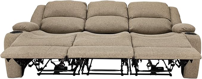 RecPro Charles Powered Double Recliner Sofa & Loveseat | Wall Hugger RV Furniture - Cloth Oatmeal 80''