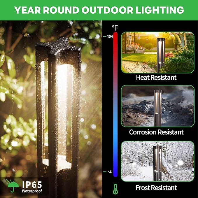 Low Voltage Pathway Lights 12V, LED Landscape Path Lights, Outdoor Waterproof Wired 3W 110LM, ORB Aluminum Garden Yard 12 Pack