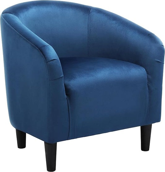 Yaheetech Accent Barrel Chair, Velvet Club Chair, Furry Sherpa Elegant Armchair with Cozy Soft Padded, Suitable for Living Room Bedroom Reception Room Office, Pagoda Blue