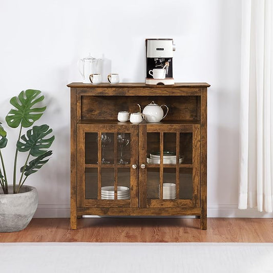 Convenience Concepts Big Sur Highboy TV Stand 36" - Modern Entertainment Center For TVs up to 40", Storage Cabinet for Dining, Living Room, & Entryway, Console Hall Table with Shelves, Barnwood