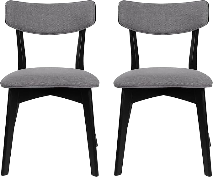 Chazz Upholstered Dining Chairs- Dark Gray/Matte Black (Set of 2)