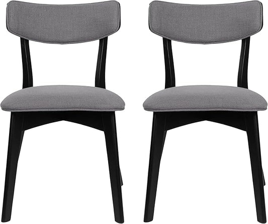 Chazz Upholstered Dining Chairs- Dark Gray/Matte Black (Set of 2)