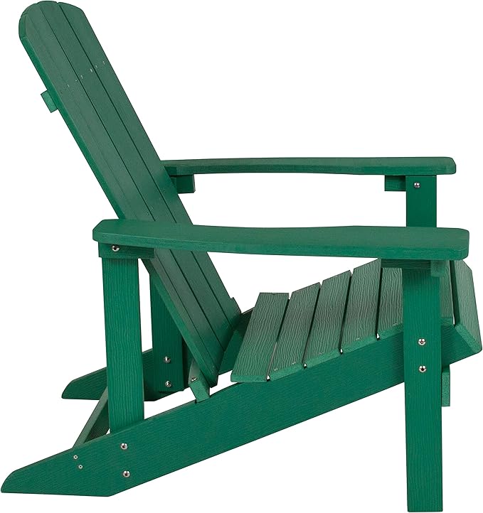 Flash Furniture Charlestown Poly Resin Adirondack Chair - Green - All Weather - Indoor/Outdoor - Set of 4